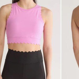 NEW Jessica Simpson Sports Bra Pink Scalloped Edges Long Line NWT